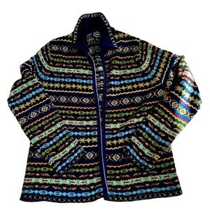 Vintage Designers Studio Originals Zip Cardigan, Size M, Aztec patern,soft